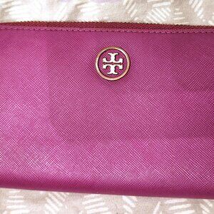 Tory Burch Saffiano Leather Long Wallet - Magenta Pink - EUC